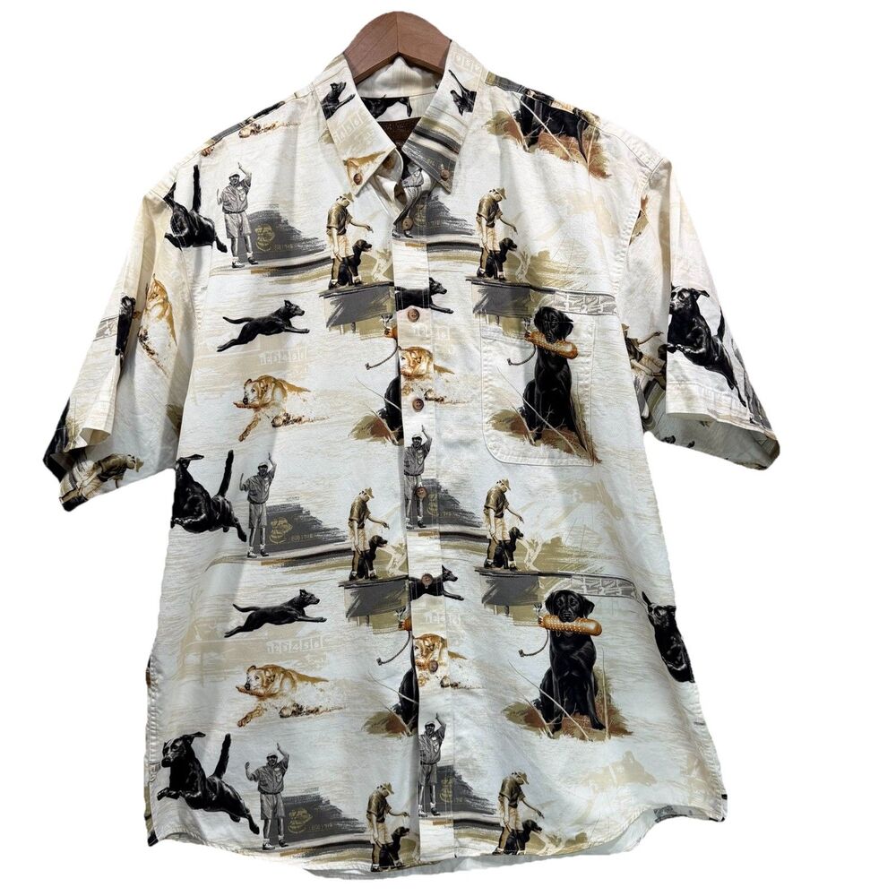 MORGAN CREEK Outfitters Men's Size L  All Over Dog Print Button Down Shirt